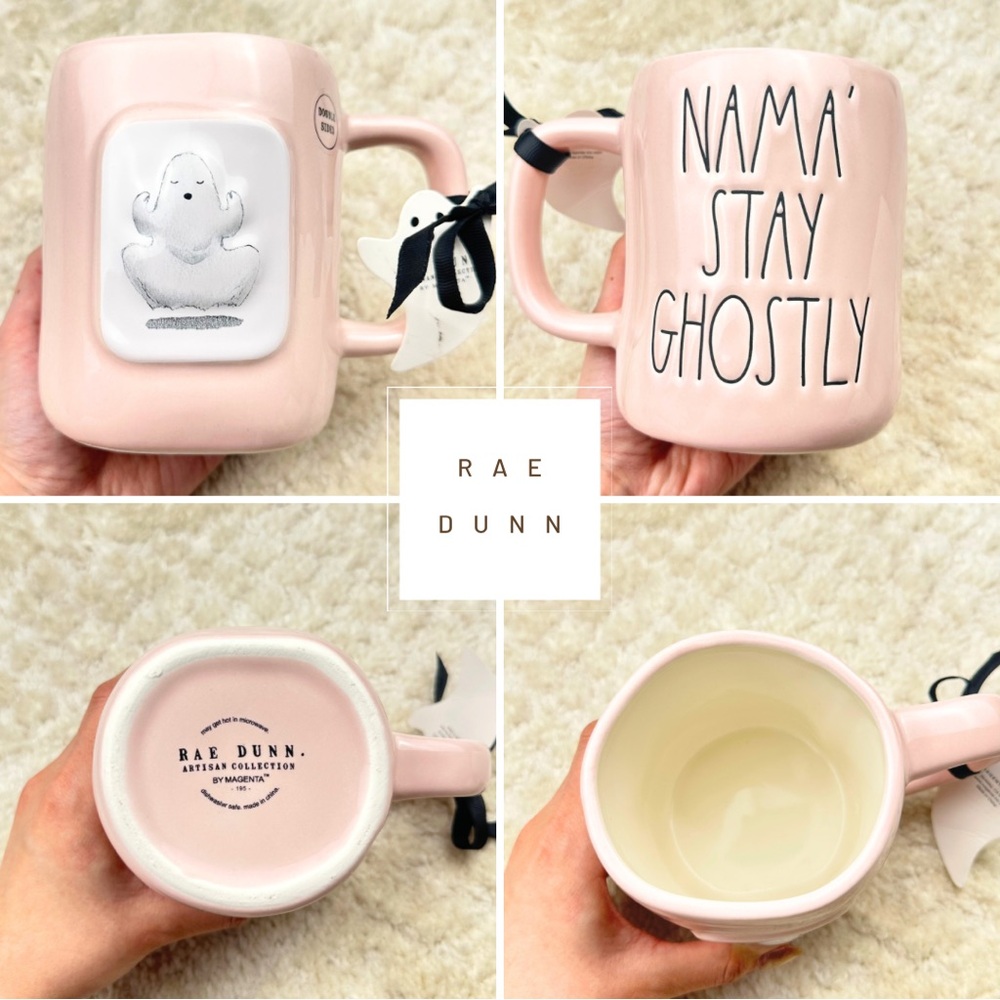 Rae Dunn Pink Ghost Yoga Mug